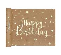 SANTEX 8473-26-30, Chemin de Table Coton Happy Birthday, Kraft/Or 3 mètres