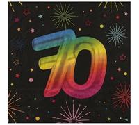 Santex 9012-70, Sachet 12 Serviettes Anniversaire Festicolor Papier 33x33cm, 70 Ans