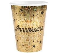 Santex Gobelet fête Joyeux Anniversaire Or métallique (2 Lots de 10) R/6648