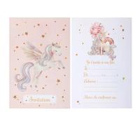 Santex mariage - 6 CARTONS INVITATION LICORNE MAGIQUE 10X15CM ROSE