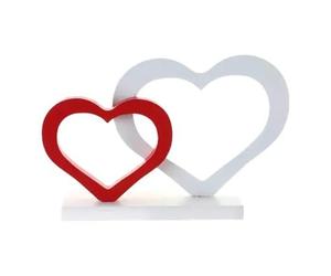 Santex mariage Centre de Table Plein Coeurs Blanc/Rouge 20,5 cm