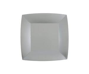Santex mariage Générique - 10 ASSIETTES CARTON BIO CARRÉES 23CM ARGENT