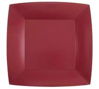 Santex mariage Lot de 10 Assiettes Carrées carton compostables 23x23cm, Bordeaux