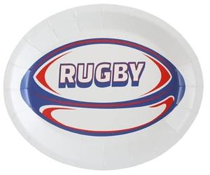 Santex mariage Paquet de 10 Assiettes Rugby 19cm ovales