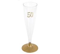 Santex mariage Sachet de 6 Flûtes Pied Or âge 50 Ans