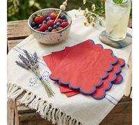 Santex Serviettes Cocktail Papier Rouges Bord Festonné Bleu (13cm, Lot de 12)