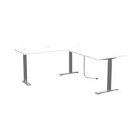 SANTORIN Bureau d'angle électrique, réglable en Hauteur, Blanc certifié FSC, Table de Bureau réglable, avec Fonction mémoire et Structure en métal, 185 x 72 x 177 cm (l x H x P)