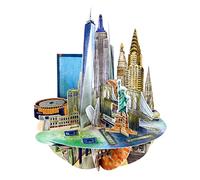 SANTORO Carte de vœux pop-up Pirouette 3D - New York City - Pour lui, pour elle, anniversaire, merci, destination (marron|argenté)