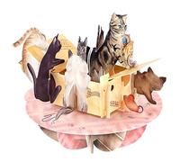 SANTORO Carte de vœux pop-up Pirouette 3D - Pack parfait - Pour elle, maman, anniversaire, fête des mères, amoureux des chats (rouge | beige | marron | pêche)