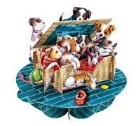 SANTORO Pirouette, Carte de Voeux Pop Up 3D - Chiots dans un Panier - Pour Elle, Pour Lui, Enfants, Anniversaire