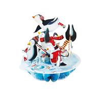 SANTORO Pirouette Carte De Vœux Pop-Up 3D - Pingouins Qui Patinent Sur Glace Pour Enfants, Pour La Famille, Pour Lui, Pour Elle, Noël, Joyeuses Fêtes, Sports D’Hiver