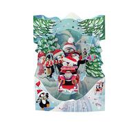 SANTORO Swing Card, Carte De Vœux Pop-Up 3D De Noël - Pingouins En Traîneau - Pour Enfants, Famille, Noël, Festif | Neige, Arbre de Noël, Ski, Planche À Neige, Sports D’Hiver