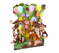 SANTORO Swing Card, Carte De Vœux Pop-Up 3D - Monkey Party - Pour Enfants, Famille, Garçons, Filles | Cadeaux D'Anniversaire Pour Garçons, Filles