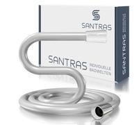 SANTRAS® Flexible de Douche 1.25 m Chromé - tuyau douche PVC avec anti-torsion et anti-pliure | raccord standard 1/2" avec joints inclus, compatible baignoire et douche
