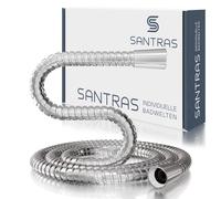 SANTRAS® Flexible de Douche 1 m inox Chromé - tuyau douche anti-torsion et anti-pliure | raccord universel 1/2" avec joints pour douche