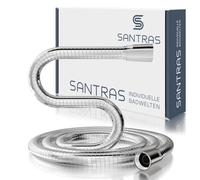 SANTRAS® Flexible de Douche 2.00 m Chromé - tuyau douche PVC avec anti-torsion et anti-pliure | raccord standard 1/2" avec joints inclus, compatible baignoire et douche
