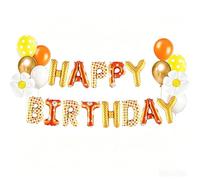Sanu Belle Kit de ballons en aluminium « Happy Birthday » de 40,6 cm - Bannière de ballons pour enfants, adultes, garçons, filles, joyeux anniversaire - Kit marguerite 201022