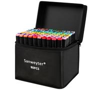 Sanweyter 80+3 Couleurs feutre à Alcool Set, Marker à Feutres Coloriage Adulte Double Pointe 2S Séchage Rapide Marqueur Alcool avec Pochette de Transport Pour Peinture Griffonnages Animation