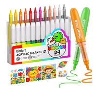 Sanyetral 24PCS Colors pour enfants,Feutre Acrylique à encre super lavable Adulte,Marqueur Acryliques pour Toile, Tissu, Papier(24)