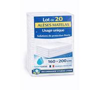 SANYGIENE | Alèse Matelas Jetable 160X200 cm | Lot de 20 Alèses Type Plateau | Protection Economique Hygiène Literie Tourisme et Médical