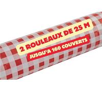 SANYGIENE Rouleau Nappe Papier Jetable Vichy Carreaux Rouge et Blanc | 2 Rouleaux de 25 M = 50 M | Largeur 1,20 M | Brasserie - Bistro Rétro - Bouchon Lyonnais - Guinguette | Kit 166 Couverts