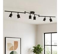 Sanyoung Luminaire Plafonnier LED Noir 6 Spots Orientable GU10, Sans Source | Métal Plafonnier Spot, Moderne Rampe Spot de Plafond, Barre de Spot Interieur Plafond pour Cuisine Salon Chambre