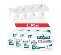 Sanytol - Désinfectant Anti-Acariens, Punaises de Lit et Puces - 300 ml - Lot de 4 - Pour Tissus, Matelas, Moquettes - Efficace 4 Mois, Sans Odeur Résiduelle, ne Tache Pas