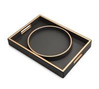 SANZIE Plateau en Cuir, Organiseur de Bureau (Support Noir avec Disque) | Plateau décoratif, Plateau valet pour petits objets, cosmétiques, téléphone portable, portefeuille, couverts
