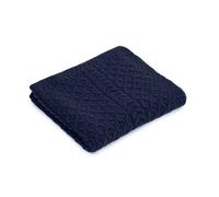 SAOL Plaid irlandais Aran 100 % laine mérinos douce Bleu marine 152,4 x 91,4 cm