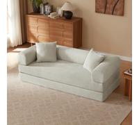 Sapgaks Canapé Convertible 3 Places avec 2 Coussins,canapé sans Cadre modulaire,canapé lit de Sol Tatami pour Salon,Chambre et Appartements,Beige