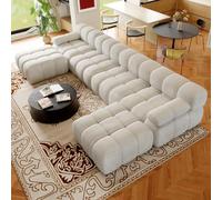 Sapgaks Canapé Convertible,Salon panoramique,Canapé d'angle,Grand canapé en U,Design Moderne,Tissu Doux,Mousse Haute élasticité,sans Assemblage,Compression Emballage,Rétablissement 72h,Couleur Blanc