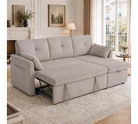 Sapgaks Canapé d'angle Convertible avec sièges de Rangement et Poches accoudoirs,Canapé Convertible 3 Places avec Forme des Rayures,canapé 3 Places,canapé lit, Velours (Gris Clair)