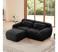Sapgaks Canapé modulable désossé (Options en Forme de U,en L,2 à 4 Places),Canapé d'angle Convertible en Tissu Peluche,Mousse 32D Haute résilience,Base antidérapante,B-Noir +2 sièges
