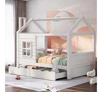Sapgaks Lit cabane Enfants 80 x 160 avec Fonction Espace de Rangement,lit Mezzanine 1 Places 80 x 160 pour Enfant,Adolescent,avec Protection Anti-Chute et fenêtre,en Bois Massif