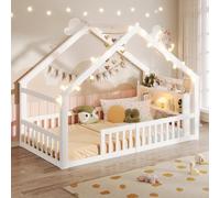 Sapgaks Lit cabane Enfants 90x 190,lit Enfant avec Compartiment de Rangement,Bois de pin,Cadre de lit 90x 190 avec sommier à Lattes, sans Matelas,Blanc (A-Blanc 90x190)