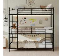 Sapgaks Lit superposé Enfant 90x190,lit Mezzanine 3 Places,lit superposé 3 Places,lit Enfant avec Barriere,est livré avec Une échelle intégrée,des Garde et Une Base antidérapante. (Noir,90 * 190 CM)