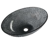 Sapho Beauty - Lavabo à poser, 50x36 cm, sans trop-plein, verre noir TY305SG