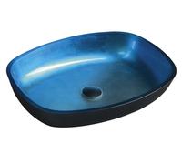 Sapho Beauty - Lavabo à poser, 54x40 cm, sans trop-plein, verre bleu TY224