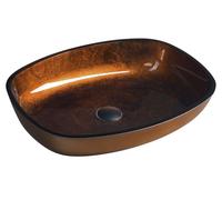 Sapho Beauty - Lavabo à poser, 54x40 cm, sans trop-plein, verre marron TY223