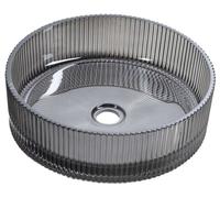 Sapho Beauty - Lavabo à poser, diamètre 40 cm, sans trop-plein, sans trou pour robinet, verre/noir TY317B