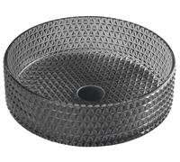 Sapho Beauty - Lavabo à poser, diamètre 40 cm, sans trop-plein, verre noir TY214