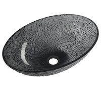 Sapho Beauty - Lavabo à poser, 50x36 cm, sans trop-plein, verre noir TY305SG