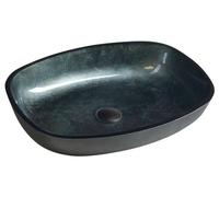 Sapho Beauty - Lavabo pour comptoir, 540x395 mm, sans trop-plein, verre noir TY220