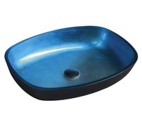 Sapho Beauty - Lavabo pour plan de travail, 540x395 mm, sans trop-plein, verre bleu TY224