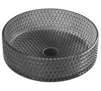 Sapho Beauty - Lavabo pour plan de travail, diamètre 395 mm, sans trop-plein, verre noir TY214