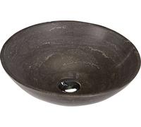 Sapho Blok - Vasque en pierre de 40 cm de diamètre, pierre foncée mate 2401-02