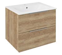 Sapho Cirasa - Meuble lavabo 59x52x46 cm, 2 tiroirs, chêne d'Alabama CR611-2222