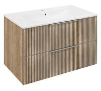 Sapho Cirasa - Meuble-lavabo 80x52x46 cm, 2 tiroirs, chêne Alabama strip CR801-2322