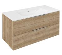 Sapho Cirasa - Meuble pour lavabo 100x52x46 cm, 2 tiroirs, chêne Alabama CR100-2222