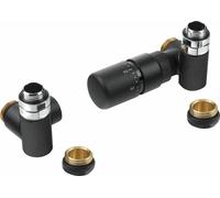 Sapho Corner Combi - Jeu de raccordement thermostatique triaxial, version droite, noir mat CP3022BS
